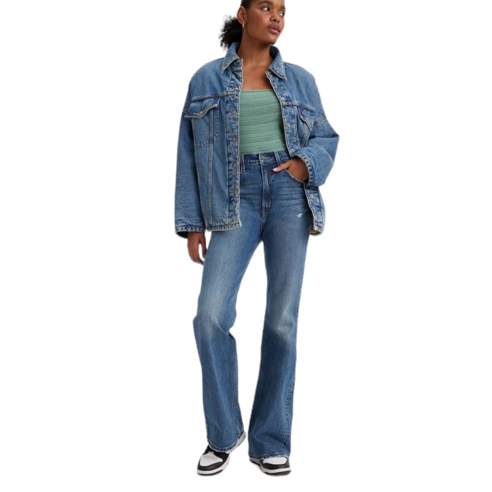 Levi’s high rise high waisted wide leg jeans womens 70s high flare size 28”​